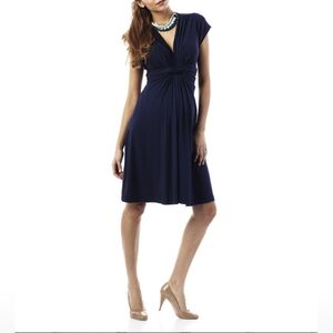 Seraphine Maternity Dress Twist Knot Front US 2 UK 8 Dark Blue Nursing S Small